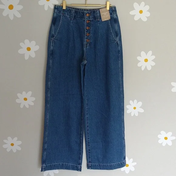 NWT Madewell Superwide-Leg High Waisted Button Fly Jeans Myler Wash - Picture 3 of 17